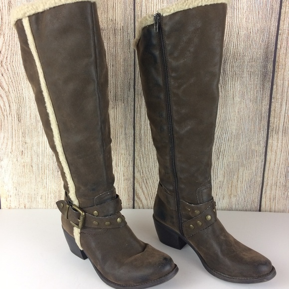 Nicole Shoes - Nicole Darlene Faux Suede Fur Lined Boots Sz 7.5